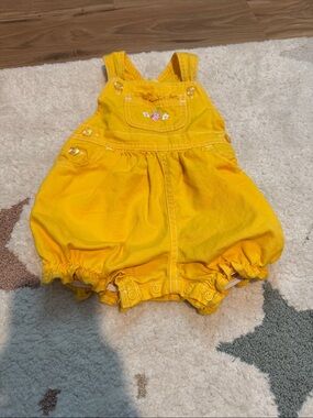 Vintage Sunny Yellow Bubble Romper Overalls for Baby